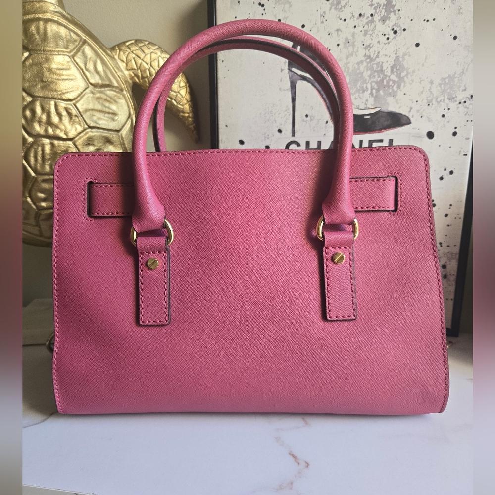 Michael Kors Leather Deep Red Mauve Hamilton Satchel Bag With The Strap EUC - Picture 2 of 15